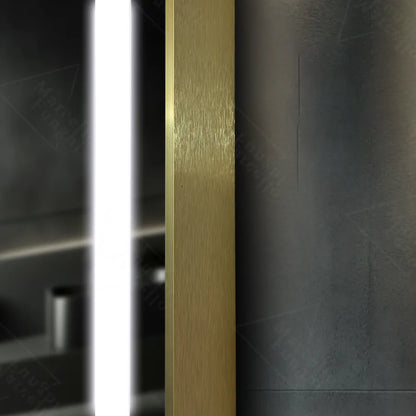 Specchio rettangolare a LED, 60x80 cm, Verite Royale Gold MotionGlow Marcello, sistema antiappannante, orologio e termometro, specchi dimmerabili Marcello Titolo predefinito Alessandro Design