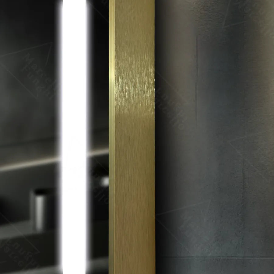 Specchio rettangolare a LED, 60x80 cm, Verite Royale Gold MotionGlow Marcello, sistema antiappannante, orologio e termometro, specchi dimmerabili Marcello Titolo predefinito Alessandro Design