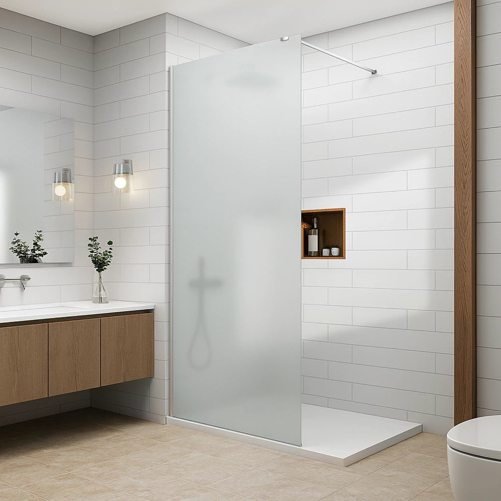 Parete doccia walk-in 90x195 cm, vetro di sicurezza da 8 mm, satinato, profilo metallico resistente Cabina doccia Titolo predefinito Alessandro Design