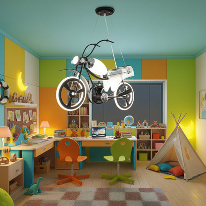 MOTO Lampadario LED per bambini, Tipo Moto, 40W, Luce Fredda/Calda/Neutra, Nero Bianco Lampadari per bambini Titolo predefinito Alessandro Design