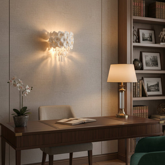Lampadario in cristallo PETAL 3xE14, 28 cm, Oro, Altezza Regolabile, Metallo e Cristallo Lampade da Parete per Interni Titolo predefinito Alessandro Design