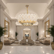 Lampadario in Cristallo PETAL Eleganza 9xE14, D50 cm, Oro, Altezza Regolabile, Metallo e Cristallo Lampadari in Cristallo Titolo predefinito Alessandro Design
