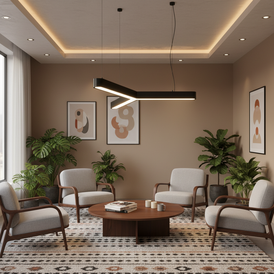 Lampadario LED sospeso ANGLE, Ø72cm, 25W, Altezza Regolabile, Luce Fredda 6000K, Nero, Metallo e Acrilico