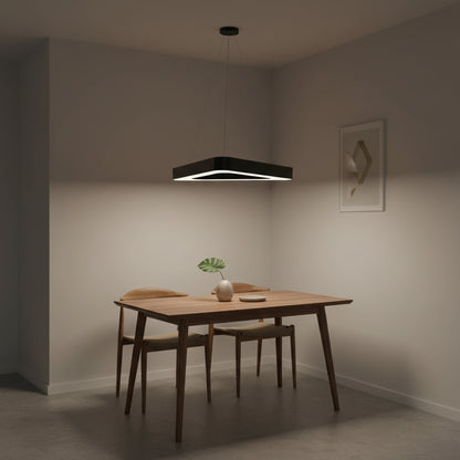 Lampadario LED sospeso ANGLE, 60cm, 25W, Altezza Regolabile, Luce Fredda, Nero, Metallo e Acrilico