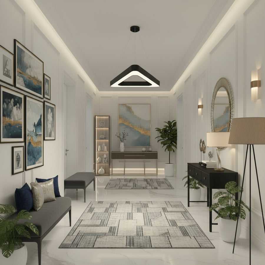 Lampadario LED sospeso ANGLE, 60cm, 25W, Altezza Regolabile, Luce Fredda, Nero, Metallo e Acrilico