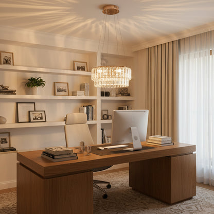 Lampadario in Cristallo ELYSIAN Nobile 5xE14, D40 cm, Oro, Altezza Regolabile, Metallo e Cristallo