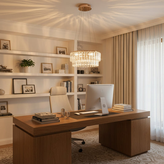 Lampadario in Cristallo ELYSIAN Nobile 5xE14, D40 cm, Oro, Altezza Regolabile, Metallo e Cristallo