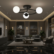 Lampadario a LED e cristallo ORBIT, 66cm, 3xE27, Globi, Nero