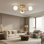 Lampadario LED e cristallo ORBIT, 66cm, 3xE27, Globi, Oro