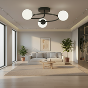 Lampadario a LED e cristallo ORBIT, 66cm, 3xE27, Globi, Nero