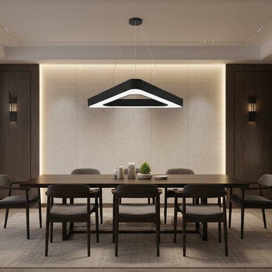 Lampadario LED sospeso ANGLE, 60cm, 25W, Altezza Regolabile, Luce Fredda, Nero, Metallo e Acrilico
