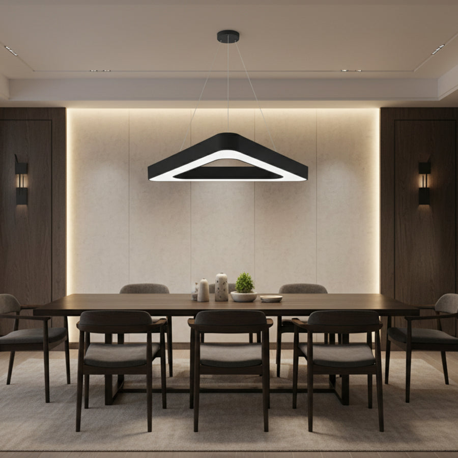 Lampadario LED sospeso ANGLE, 60cm, 25W, Altezza Regolabile, Luce Fredda, Nero, Metallo e Acrilico