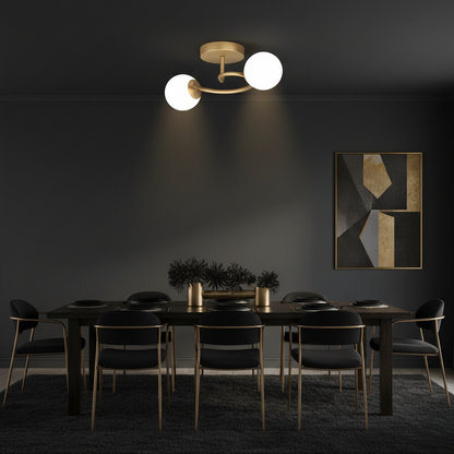 Lampadario a LED e cristallo ORBIT, 55cm, 2xE27, Globi, Oro