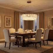 Lampadario in Cristallo ELYSIAN Eleganza 7xE14, D50 cm, Oro, Altezza Regolabile, Metallo e Cristallo