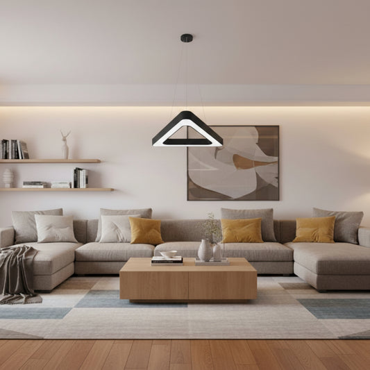 Lampadario LED sospeso ANGLE, 60cm, 25W, Altezza Regolabile, Luce Fredda, Nero, Metallo e Acrilico