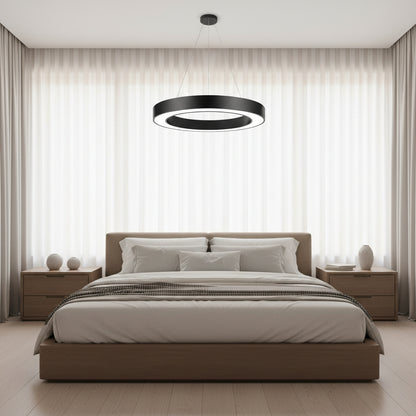 Lampadario LED sospeso ANGLE, D52cm, 25W, Altezza Regolabile, Luce Fredda, Nero, Metallo e Acrilico