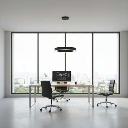 Lampadario LED sospeso ANGLE, D52cm, 25W, Altezza Regolabile, Luce Fredda, Nero, Metallo e Acrilico