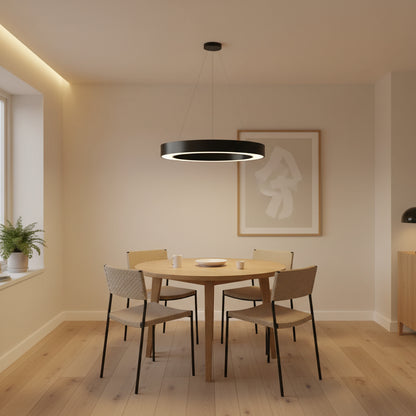 Lampadario LED sospeso ANGLE, D52cm, 25W, Altezza Regolabile, Luce Fredda, Nero, Metallo e Acrilico