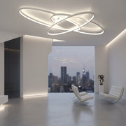 Lampadario LED con telecomando COSMEE 84W, 3 Petali, Luce Fredda/Calda/Neutra, Dimmerabile, Bianco, Metallo e Acrilico