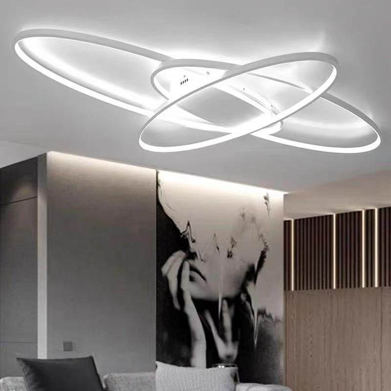 Lampadario LED con telecomando COSMEE 84W, 3 Petali, Luce Fredda/Calda/Neutra, Dimmerabile, Bianco, Metallo e Acrilico