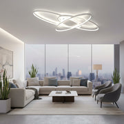 Lampadario LED con telecomando COSMEE 84W, 3 Petali, Luce Fredda/Calda/Neutra, Dimmerabile, Bianco, Metallo e Acrilico