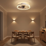 VEYA Lampadario LED con Telecomando, 38W, D50cm, Luce Fredda/Neutra/Calda, Metallo e Plastica, Bianco