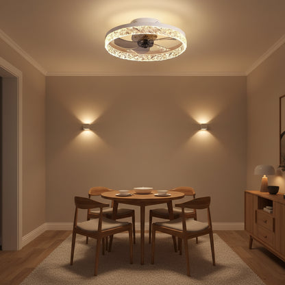 VEYA Lampadario LED con Telecomando, 38W, D50cm, Luce Fredda/Neutra/Calda, Metallo e Plastica, Bianco
