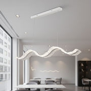 Lampadario LED con Telecomando, Sospensione AMI 63W, Lineare, Luce Fredda/Calda/Neutra, Bianco, Altezza Regolabile