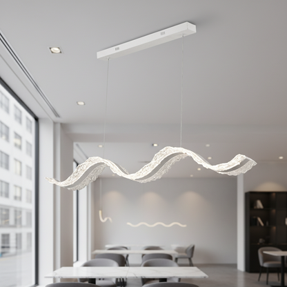 Lampadario LED con Telecomando, Sospensione AMI 63W, Lineare, Luce Fredda/Calda/Neutra, Bianco, Altezza Regolabile