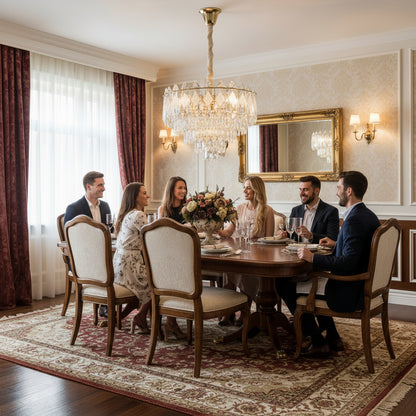 Lampadario Cristallo VELVET Eleganza, 9xE14, D50 cm, Oro, Altezza Regolabile, Metallo e Cristallo