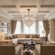 Lampadario Cristallo VELVET Eleganza, 9xE14, D50 cm, Oro, Altezza Regolabile, Metallo e Cristallo