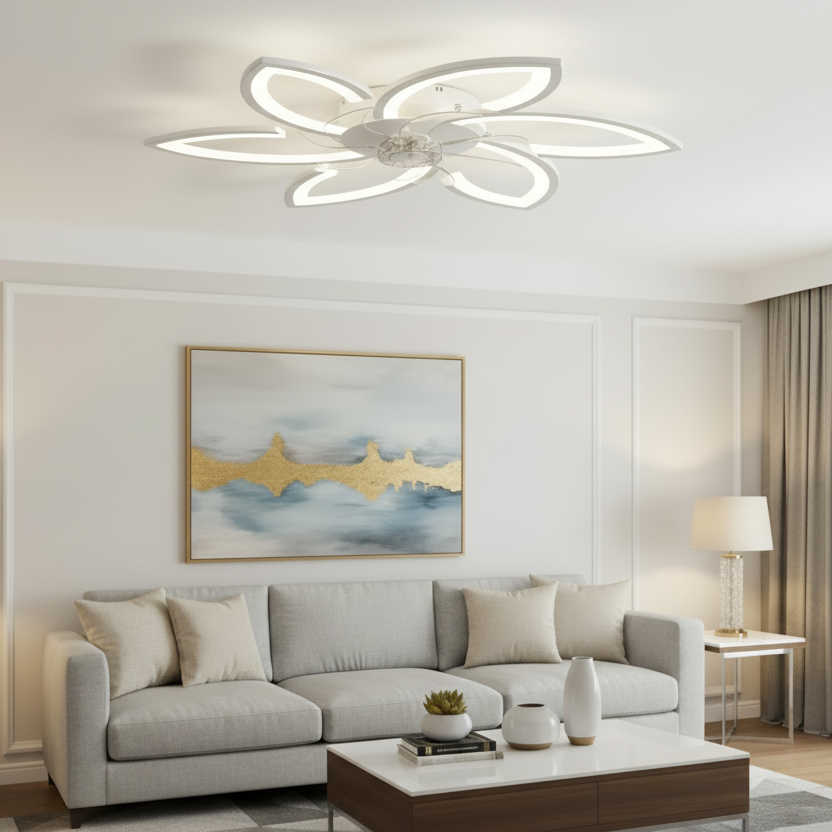 Lampadario LED ANEMO Fan con telecomando, 36W, D76,5cm, Luce fredda/neutra/calda, Metallo e plastica, Bianco
