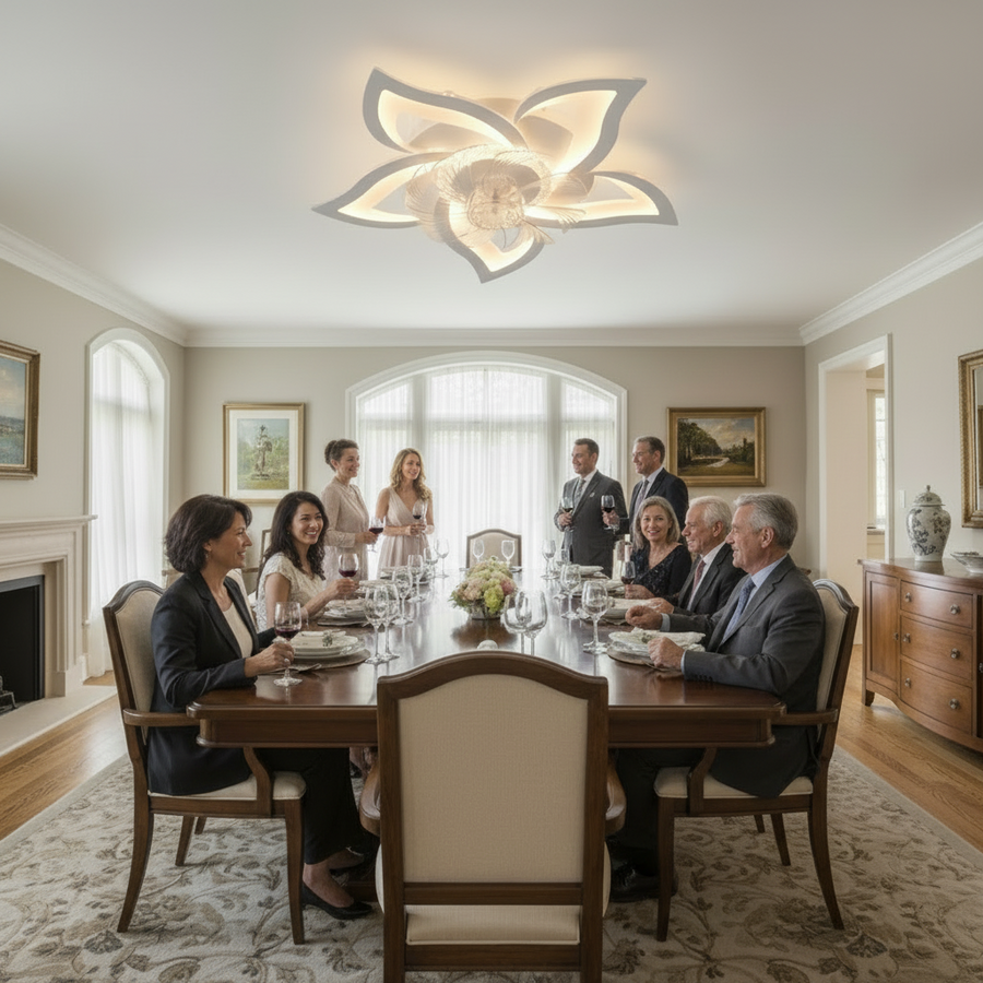 DAFIA Fan Lampadario LED con Telecomando, 49W, D85cm, Luce Fredda/Neutra/Calda, Metallo e Plastica, Bianco