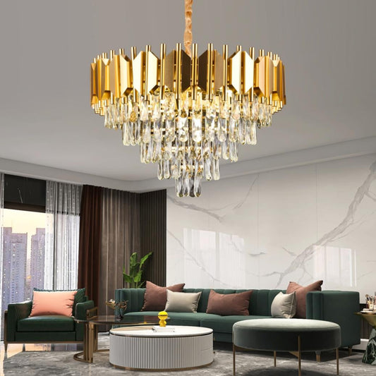 Candelabri in cristallo Braylen 8x E14 Diametro 60 cm Candelabri in cristallo dorato Titolo predefinito Alessandro Design