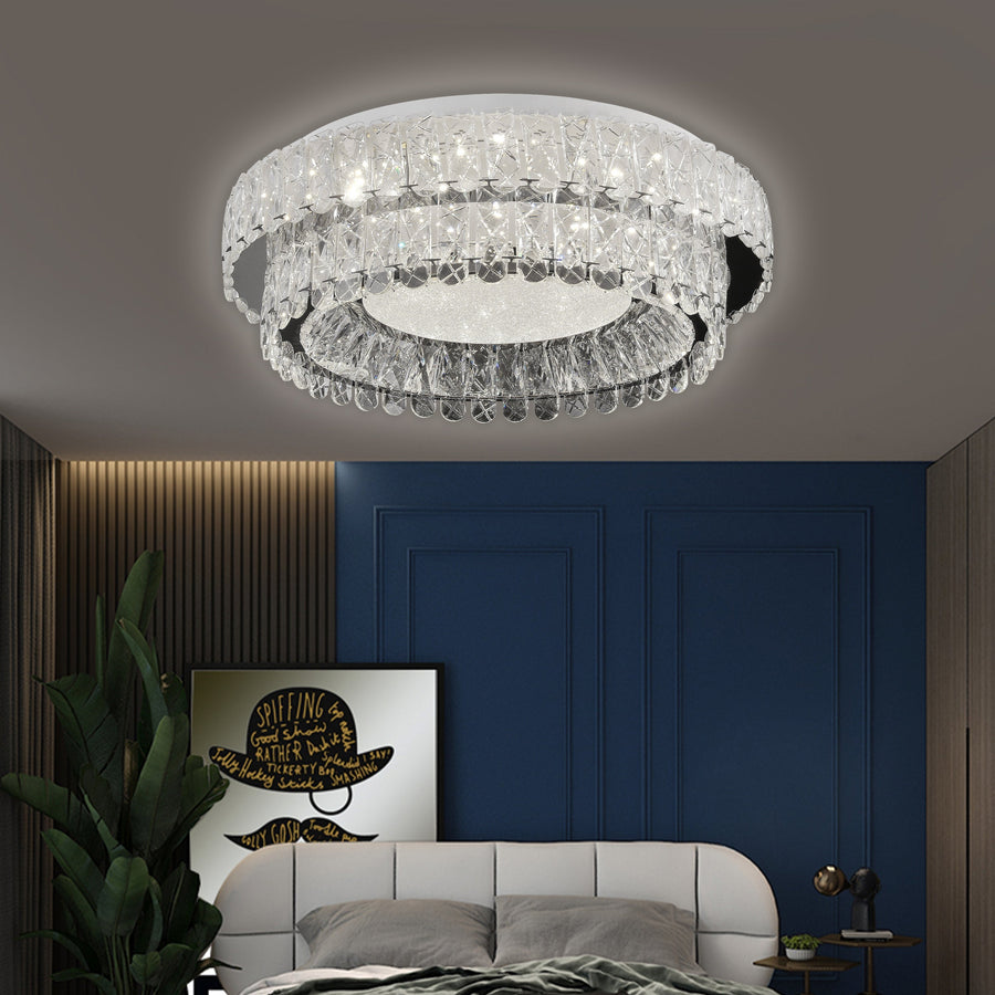 Lampadario LED con telecomando, LLC153/500CH, cristallo e metallo, 59W, 1 cerchio, dimmerabile, altezza regolabile, luce fredda/calda/neutra, illuminazione di lusso Lampadari LED con telecomando Titolo predefinito Alessandro Design