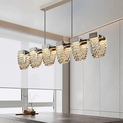 Lampadario LED a Sospensione, STRATUS Supremo, Cristallo e Metallo, 15W, Luce Fredda/Calda/Neutra 3000K/4000K/6000K, Illuminazione Lussuosa Cristal Candelabra Titolo predefinito Alessandro Design