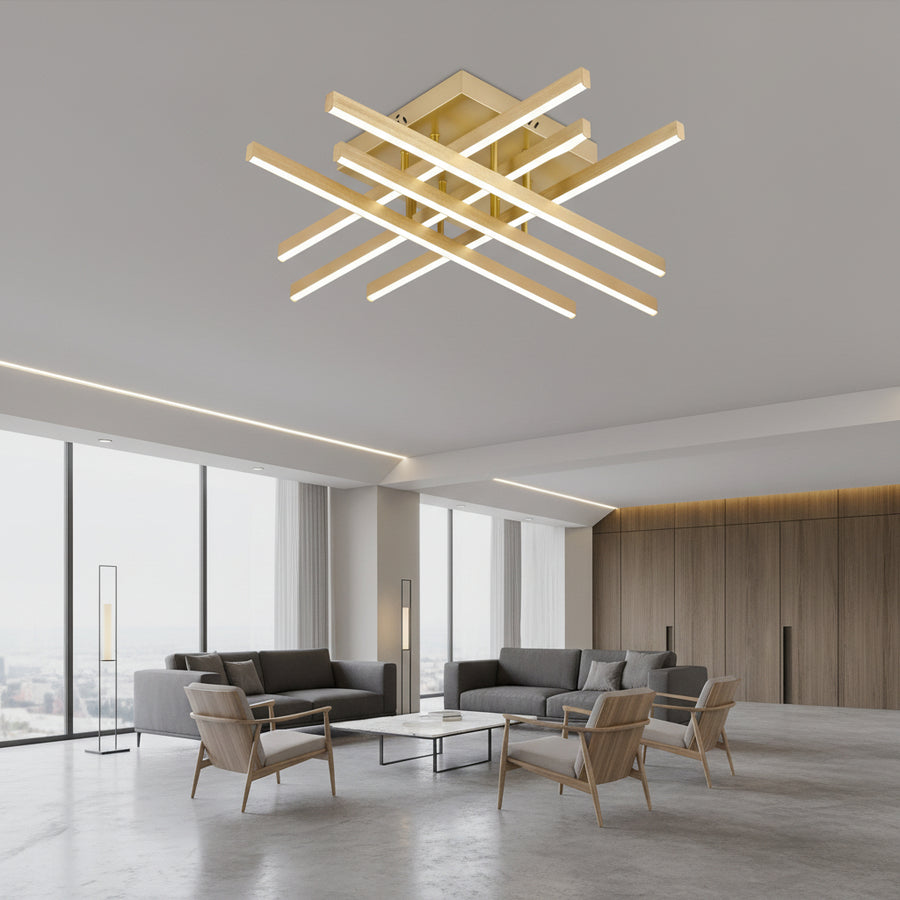 Lampadario LED con Telecomando LINEX, 108W, Luce 3000K/4000K/6000K, Dimmerabile, Oro Lampadari LED con Telecomando Titolo predefinito Alessandro Design