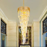 Lampadario in Cristallo CC110/600x1800GD, 28xE14, Diametro 60cm, Altezza 180cm, Oro Lucido, Altezza Regolabile, Design Elegante Lampadari in Cristallo Titolo predefinito Alessandro Design