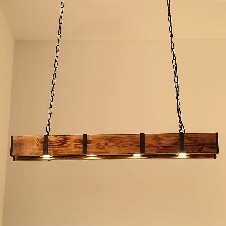 Lampadario LED vintage LV565/4, 12W, 3000K, Fienile Rustico, Legno e Metallo, 100cm, Lampadari Vintage Giallo Titolo predefinito Alessandro Design