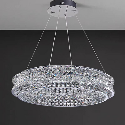 Lampadario LED con telecomando, LLC160/500CH, cristallo e metallo, 54W, 1 cerchio, dimmerabile, altezza regolabile, luce fredda/calda/neutra, illuminazione di lusso Lampadari LED con telecomando Titolo predefinito Alessandro Design