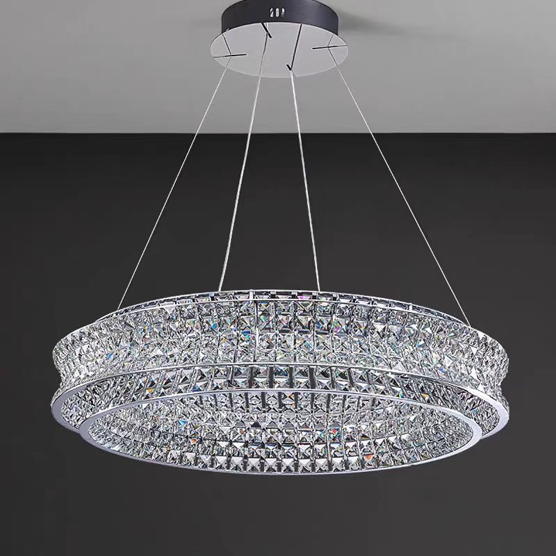 Lampadario LED con telecomando, LLC160/500CH, cristallo e metallo, 54W, 1 cerchio, dimmerabile, altezza regolabile, luce fredda/calda/neutra, illuminazione di lusso Lampadari LED con telecomando Titolo predefinito Alessandro Design