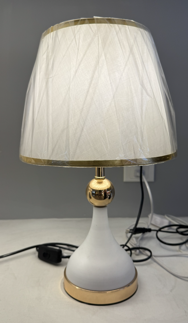Lampada VZ214WH, 1x E27, Metallo e tessuto, Bianco e oro Lampade e lampade Titolo predefinito Alessandro Design