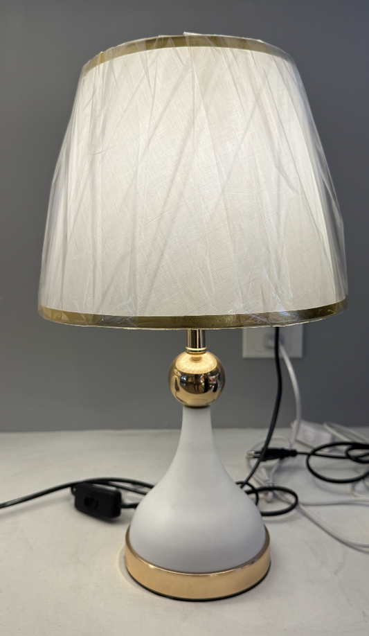 Lampada VZ214WH, 1x E27, Metallo e tessuto, Bianco e oro Lampade e lampade Titolo predefinito Alessandro Design