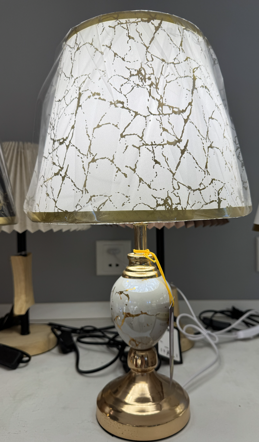 Lampada VZ211WH, 1x E27, Metallo e tessuto, Bianco e oro Lampade e lampade Titolo predefinito Alessandro Design