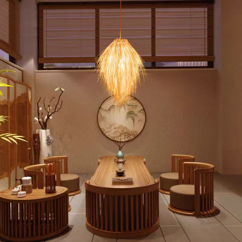 Lampadario vintage in paglia LV810, 1xE27, rustico, 38 cm, giallo Lampadari vintage Titolo predefinito Alessandro Design