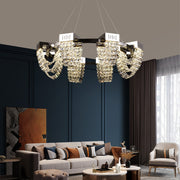Lampadario LED in Cristallo 24W, STRATUS Regalis, Diametro 80cm, Cromo Lucido, Altezza Regolabile, Luce Calda Neutra Fredda 3000K/4000K/6000K, Lampadari in Cristallo in Metallo e Cristallo Titolo predefinito Alessandro Design