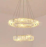 Lampadario LED con telecomando LLC130/2CH, cristallo e metallo, 62W, 2 cerchi, dimmerabile, altezza regolabile, luce fredda/calda/neutra, illuminazione di lusso Lampadari LED con telecomando Titolo predefinito Alessandro Design