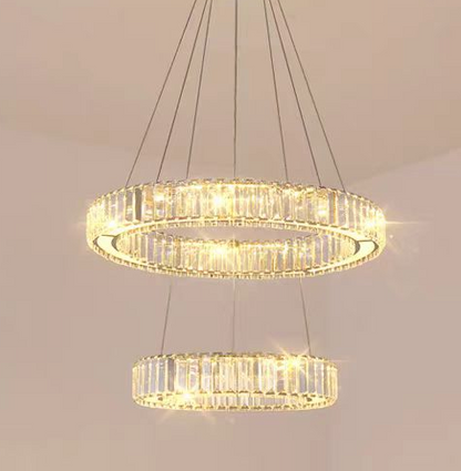Lampadario LED con telecomando LLC130/2CH, cristallo e metallo, 62W, 2 cerchi, dimmerabile, altezza regolabile, luce fredda/calda/neutra, illuminazione di lusso Lampadari LED con telecomando Titolo predefinito Alessandro Design