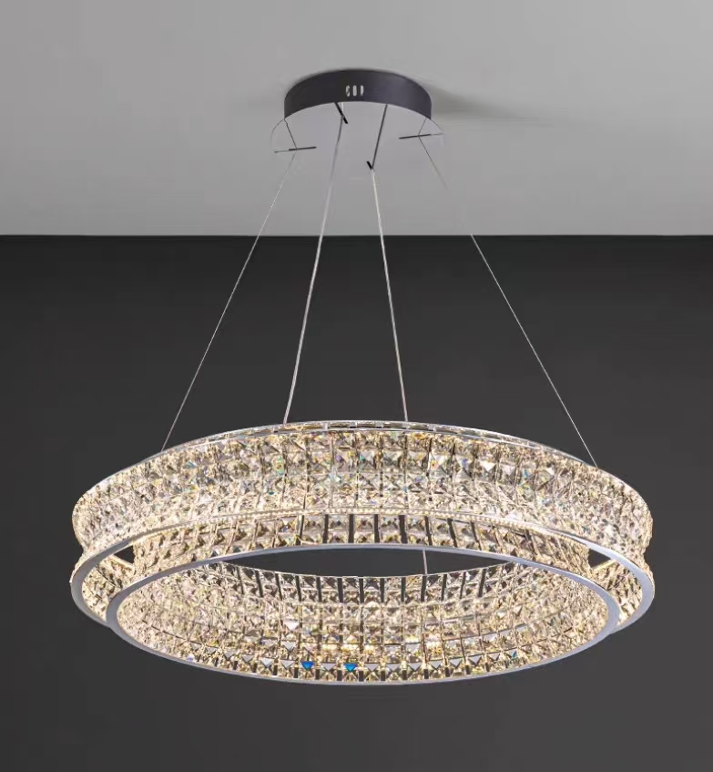 Lampadario LED con telecomando, LLC160/500CH, cristallo e metallo, 54W, 1 cerchio, dimmerabile, altezza regolabile, luce fredda/calda/neutra, illuminazione di lusso Lampadari LED con telecomando Titolo predefinito Alessandro Design