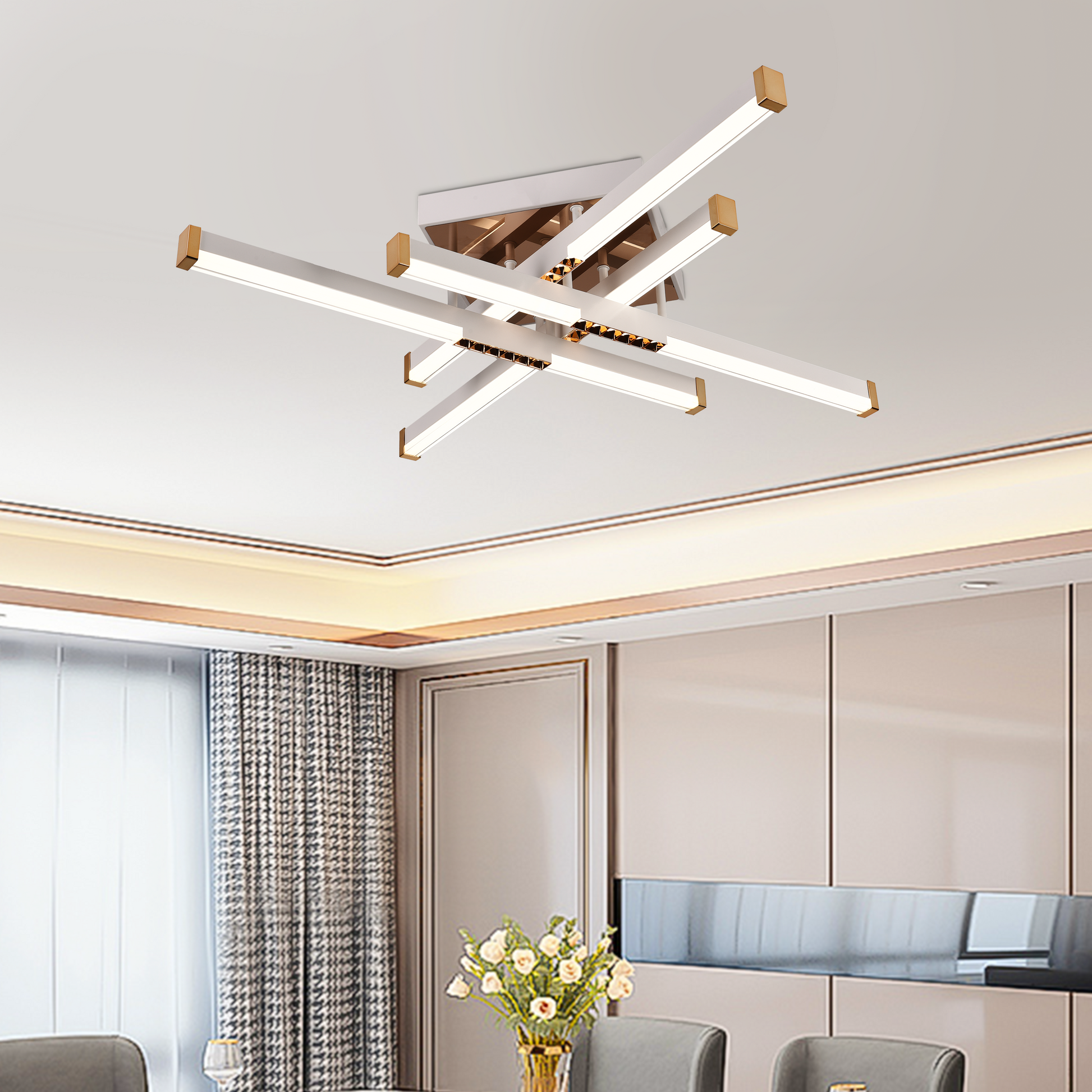 Lampadario LED con Telecomando AXIAL, 54W, 4 Elementi, Luce Fredda/Calda/Neutra, Dimmerabile, Lampadario LED Bianco con Telecomando Titolo predefinito Alessandro Design